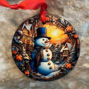 Ceramic Christmas Ornament - Old world snowman